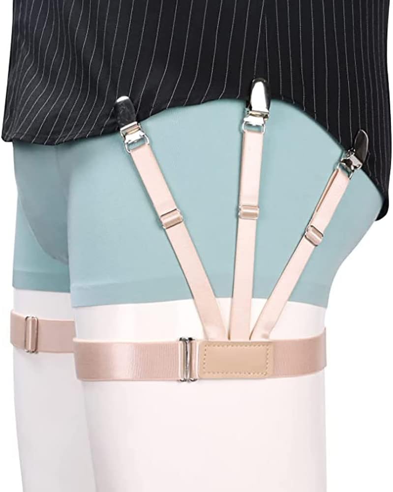 Kedofe Mens Shirt Stays Upgrade Adjustable Elastic Garter Military Shirts Holder with Non-slip Locking Clamps - Image 1
